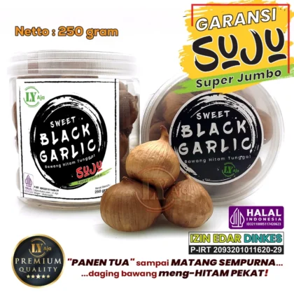 Bawang Hitam Tunggal Super Jumbo 250g LY Aja – Sweet Black Garlic Premium, Sehat & Alami