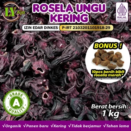 Teh Bunga Rosella Ungu Kering LY Aja Grade A – Teh Herbal Premium