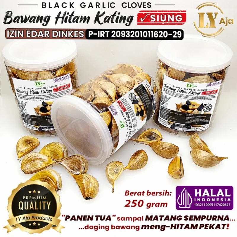 Bawang Hitam Kating Siung 250g LY Aja – Black Garlic Cloves, Superfood Fermentasi Alami