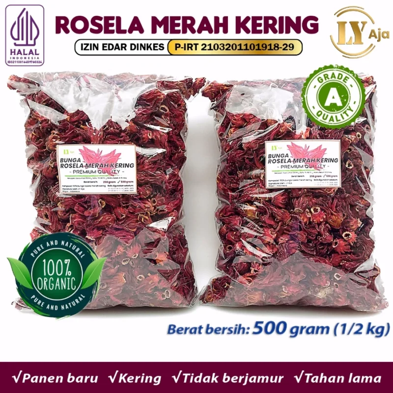 LY Aja Teh Rosella Merah Kering Grade A – Dried Red Hibiscus Tea Herbal Indonesia - Gambar 14