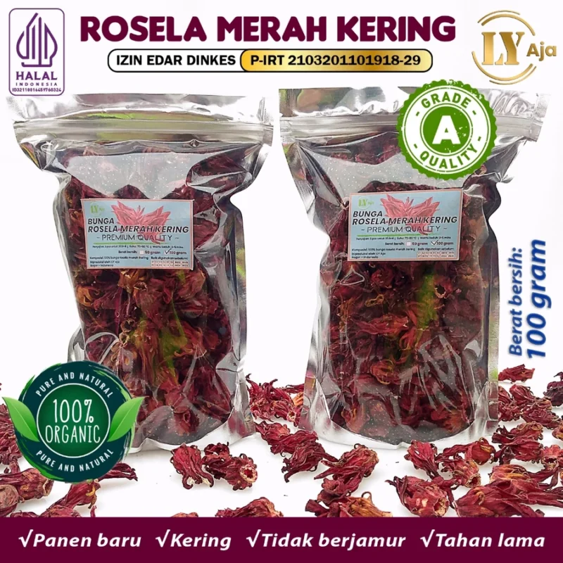 LY Aja Teh Rosella Merah Kering Grade A – Dried Red Hibiscus Tea Herbal Indonesia - Gambar 10
