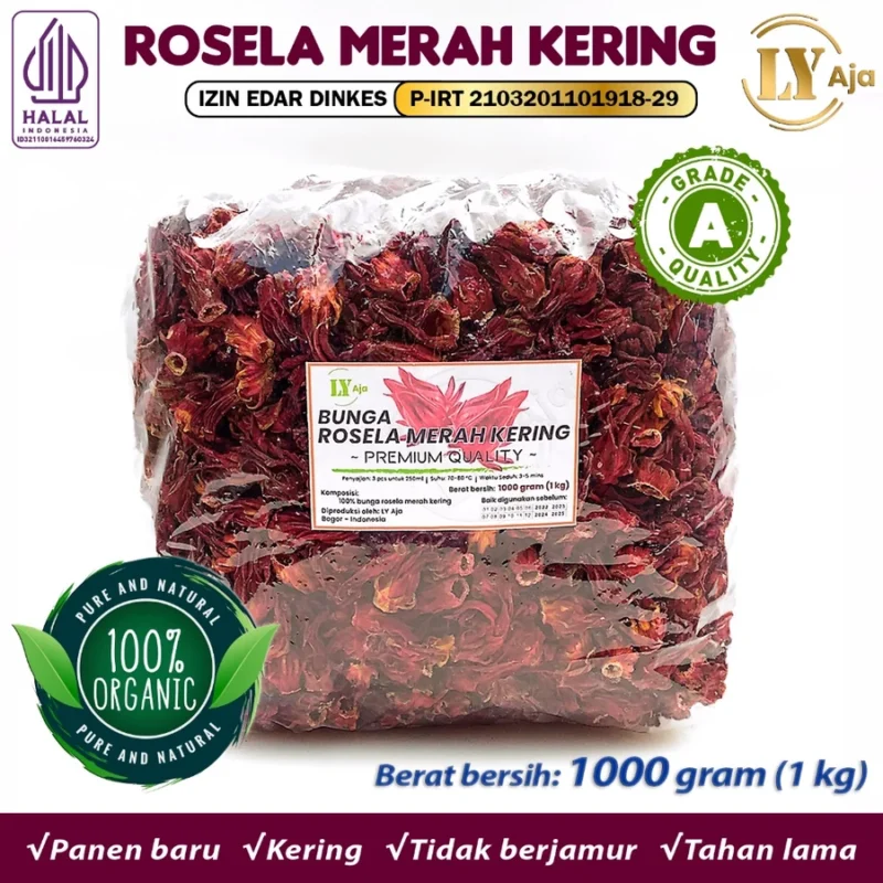 LY Aja Teh Rosella Merah Kering Grade A – Dried Red Hibiscus Tea Herbal Indonesia - Gambar 7