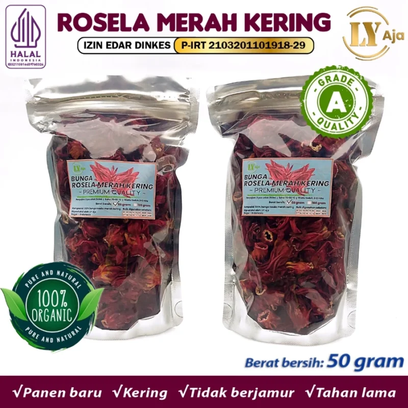LY Aja Teh Rosella Merah Kering Grade A – Dried Red Hibiscus Tea Herbal Indonesia - Gambar 3