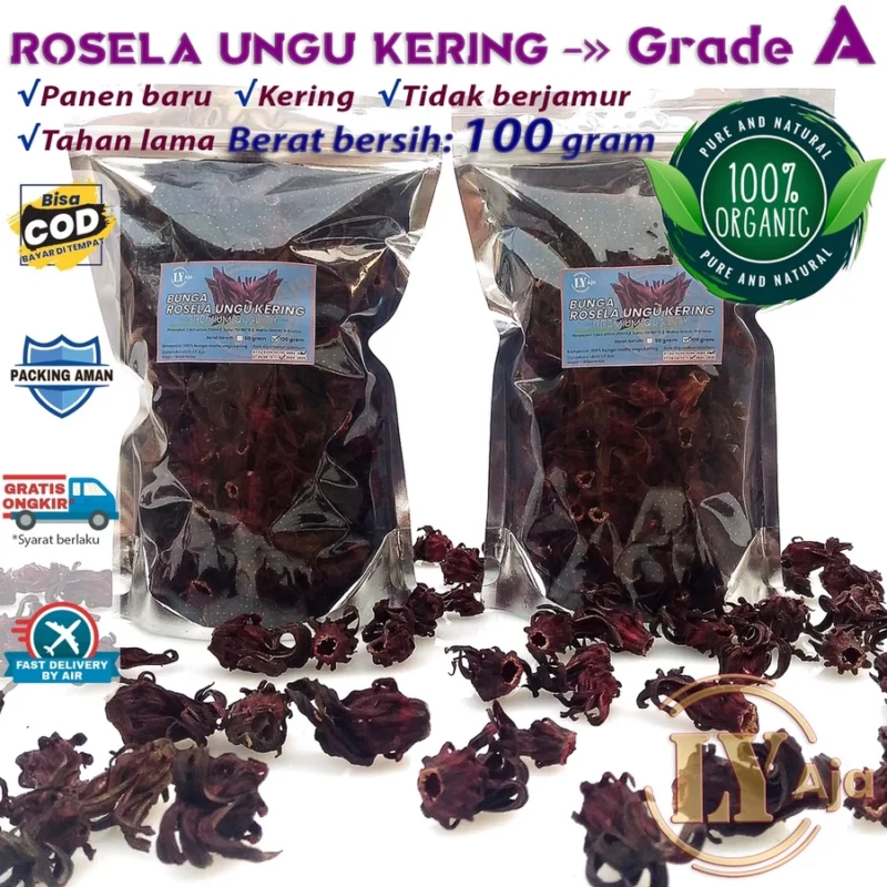 Teh Bunga Rosella Ungu Kering LY Aja – 100% Bunga Asli - Gambar 7