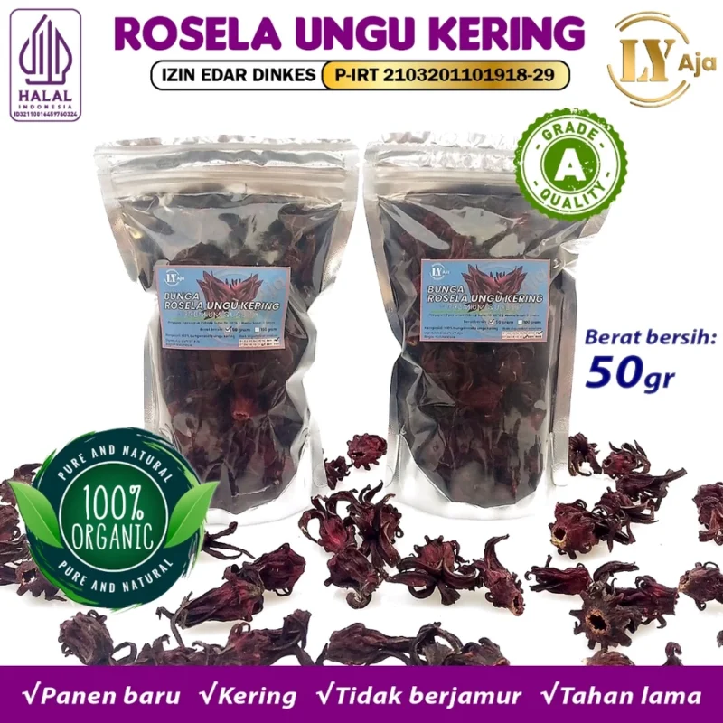 Teh Bunga Rosella Ungu Kering LY Aja – 100% Bunga Asli - Gambar 4