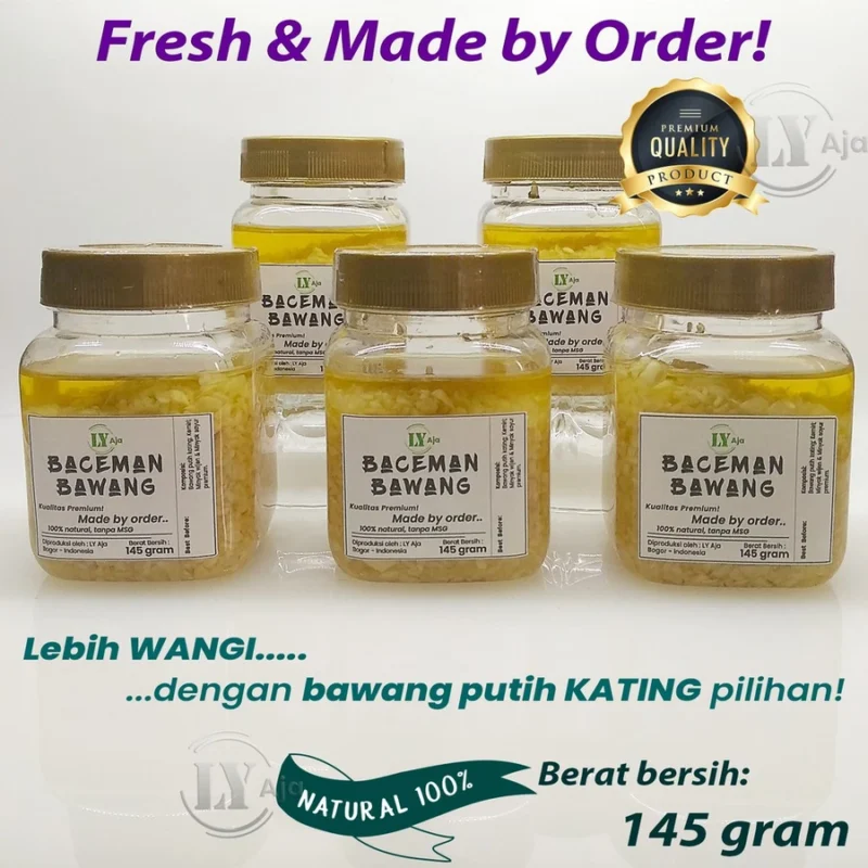 LY Aja Baceman Bawang Putih Kating 145g – Minced Garlic in Oil Tanpa Pengawet Premium - Gambar 5