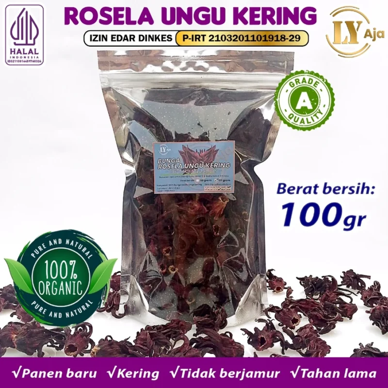 Teh Bunga Rosella Ungu Kering LY Aja – 100% Bunga Asli - Gambar 17