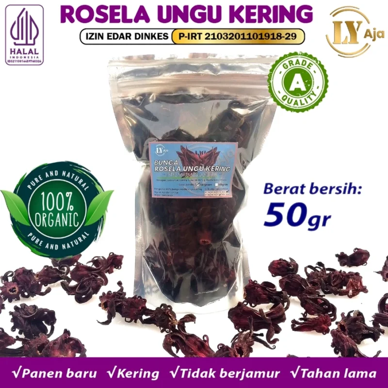 Teh Bunga Rosella Ungu Kering LY Aja – 100% Bunga Asli - Gambar 10