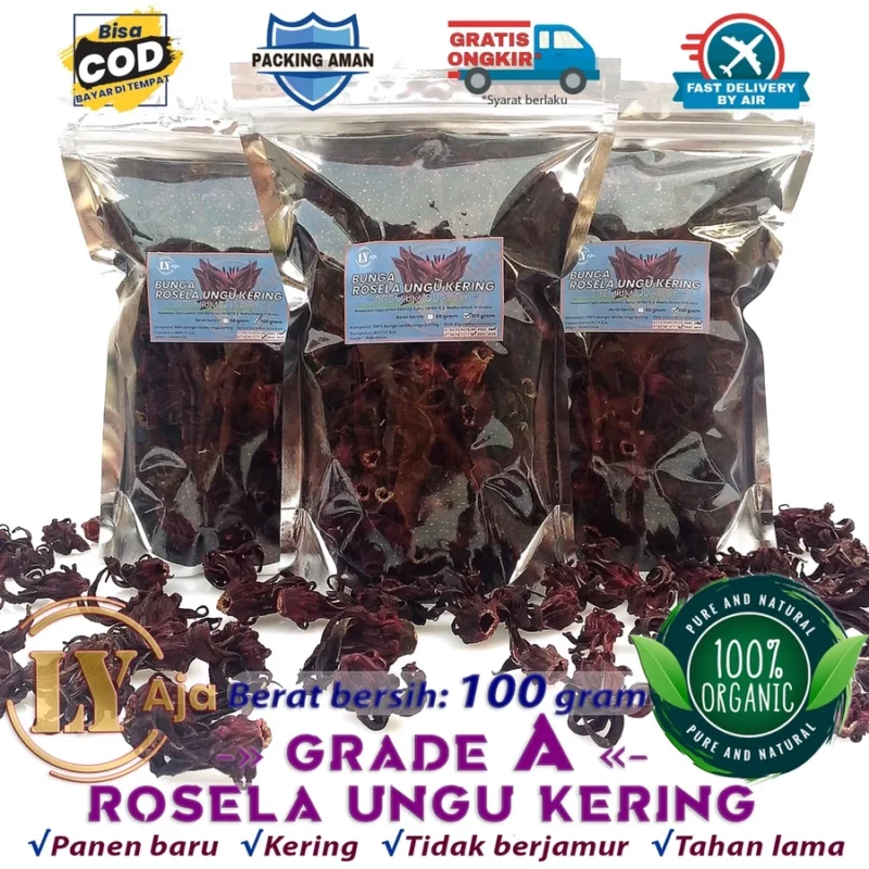 Teh Bunga Rosella Ungu Kering LY Aja – 100% Bunga Asli - Gambar 6