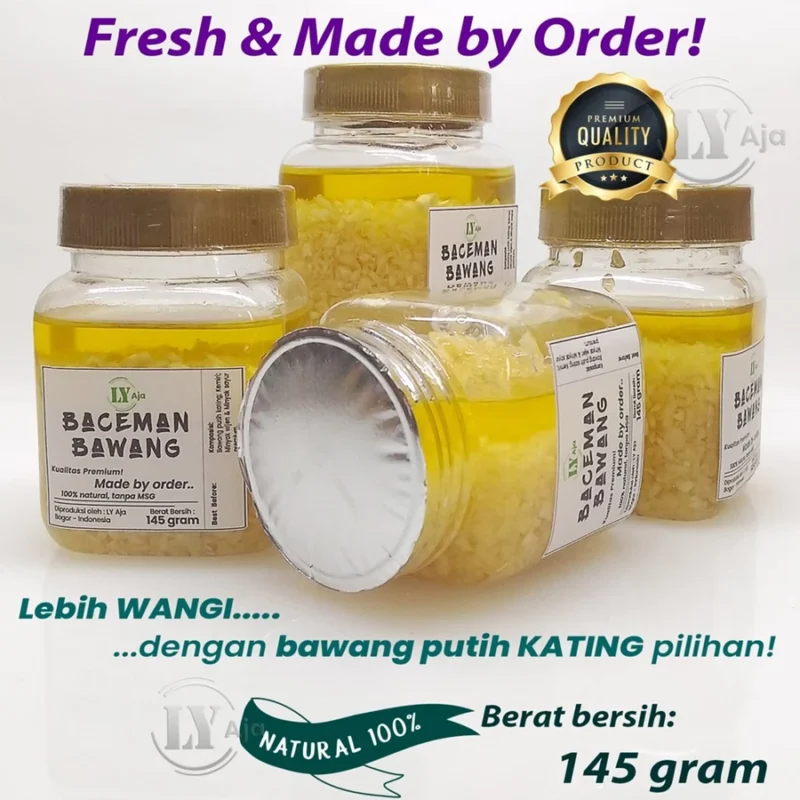 LY Aja Baceman Bawang Putih Kating 145g – Minced Garlic in Oil Tanpa Pengawet Premium - Gambar 4