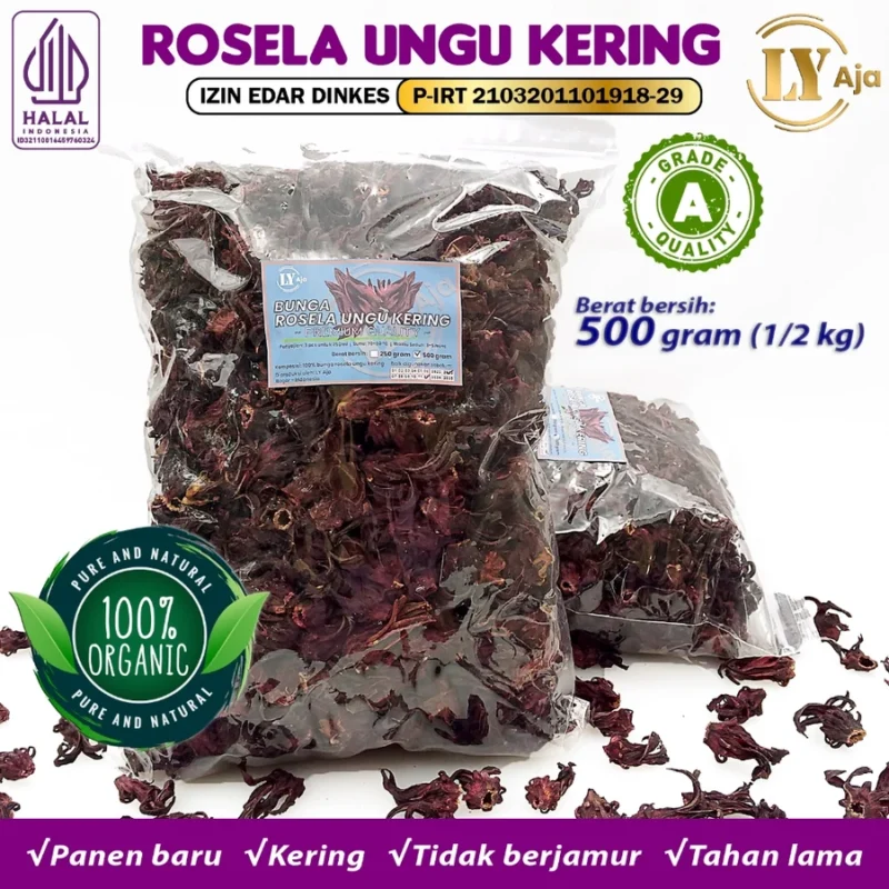Teh Bunga Rosella Ungu Kering LY Aja – 100% Bunga Asli - Gambar 23
