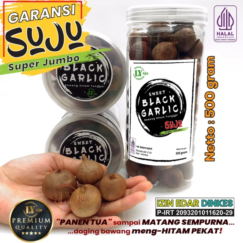 LY Aja Bawang Hitam Tunggal 500g – Sweet Black Garlic LY Aja - Super Jumbo - Gambar 3