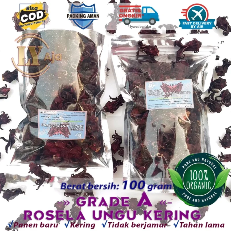 Teh Bunga Rosella Ungu Kering LY Aja – 100% Bunga Asli - Gambar 5