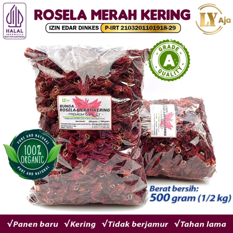 LY Aja Teh Rosella Merah Kering Grade A – Dried Red Hibiscus Tea Herbal Indonesia - Gambar 13