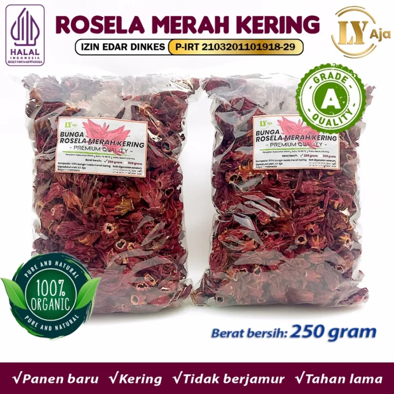 LY Aja Teh Rosella Merah Kering Grade A – Dried Red Hibiscus Tea Herbal Indonesia - Gambar 8