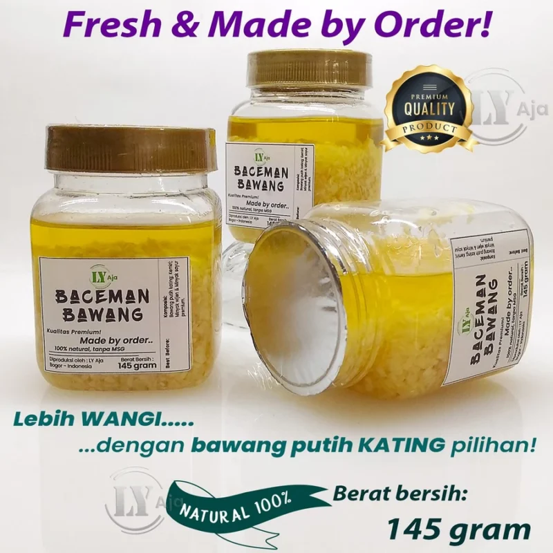 LY Aja Baceman Bawang Putih Kating 145g – Minced Garlic in Oil Tanpa Pengawet Premium - Gambar 2