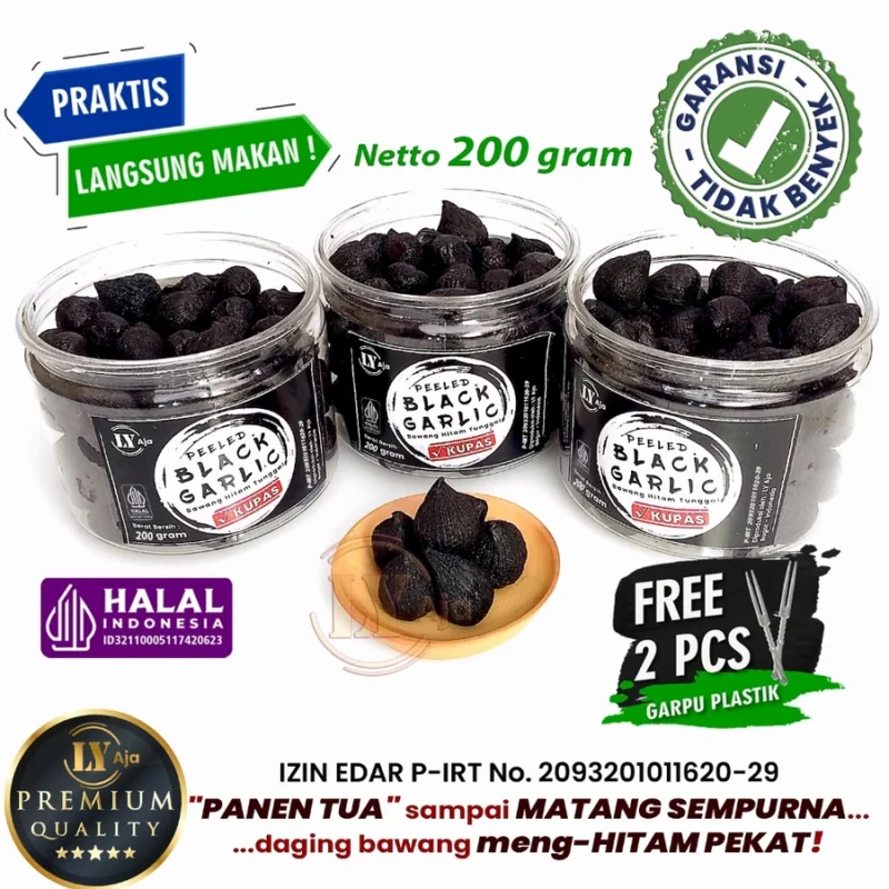 LY Aja Bawang Hitam Tunggal Kupas – Peeled Black Garlic - Gambar 8