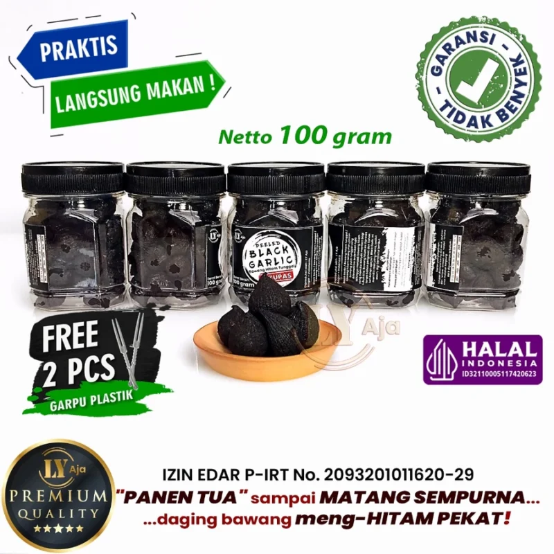 LY Aja Bawang Hitam Tunggal Kupas – Peeled Black Garlic - Gambar 2