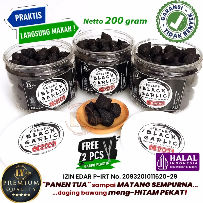 LY Aja Bawang Hitam Tunggal Kupas – Peeled Black Garlic - Gambar 9