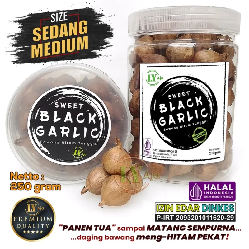 Bawang Hitam Tunggal LY Aja Sweet Black Garlic 250g Premium – Jumbo Besar Sedang Kecil Halal - Gambar 4