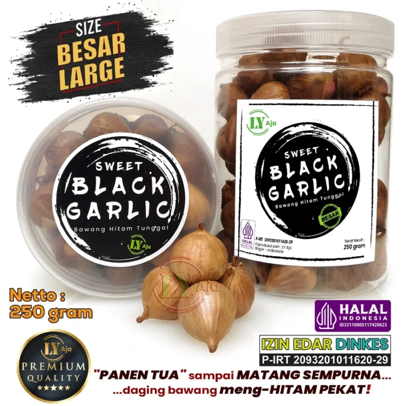 Bawang Hitam Tunggal LY Aja Sweet Black Garlic 250g Premium – Jumbo Besar Sedang Kecil Halal - Gambar 5