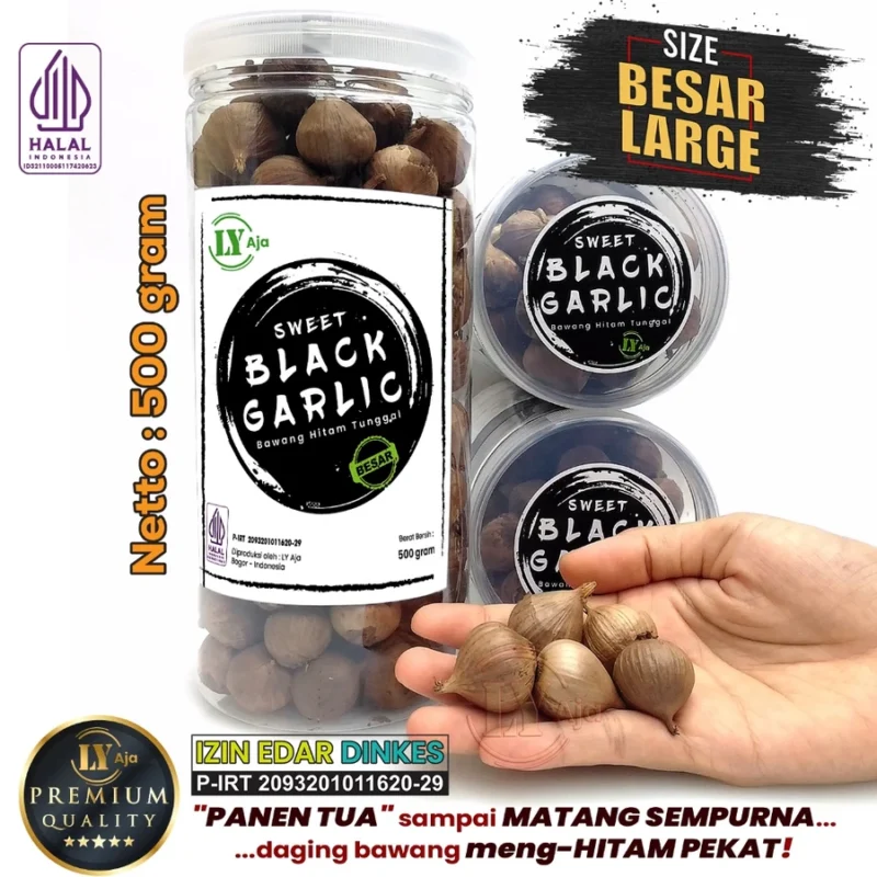 Bawang Hitam Tunggal LY Aja Sweet Black Garlic 500g Premium – Jumbo Besar Sedang Kecil Halal - Gambar 5