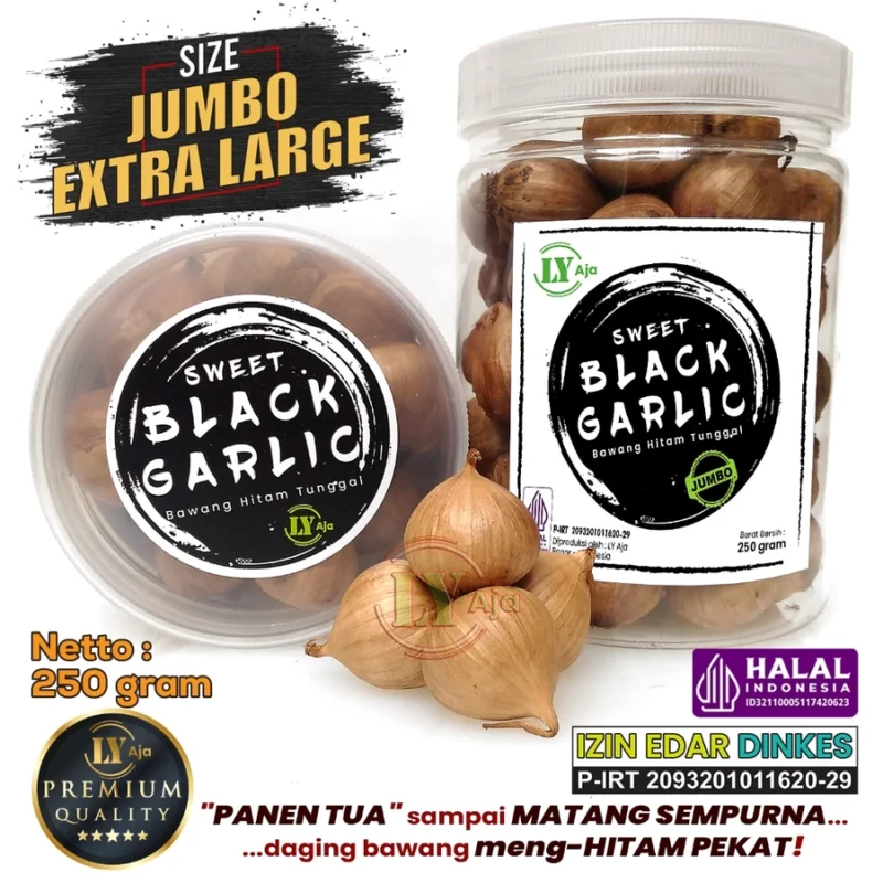 Bawang Hitam Tunggal LY Aja Sweet Black Garlic 250g Premium – Jumbo Besar Sedang Kecil Halal - Gambar 6