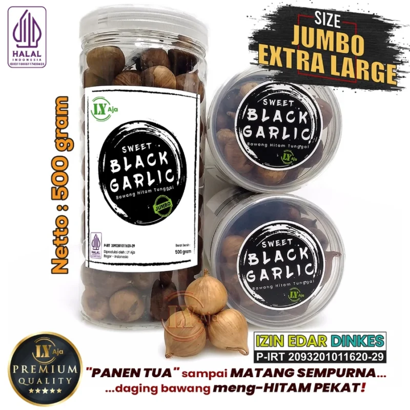 Bawang Hitam Tunggal LY Aja Sweet Black Garlic 500g Premium – Jumbo Besar Sedang Kecil Halal - Gambar 6
