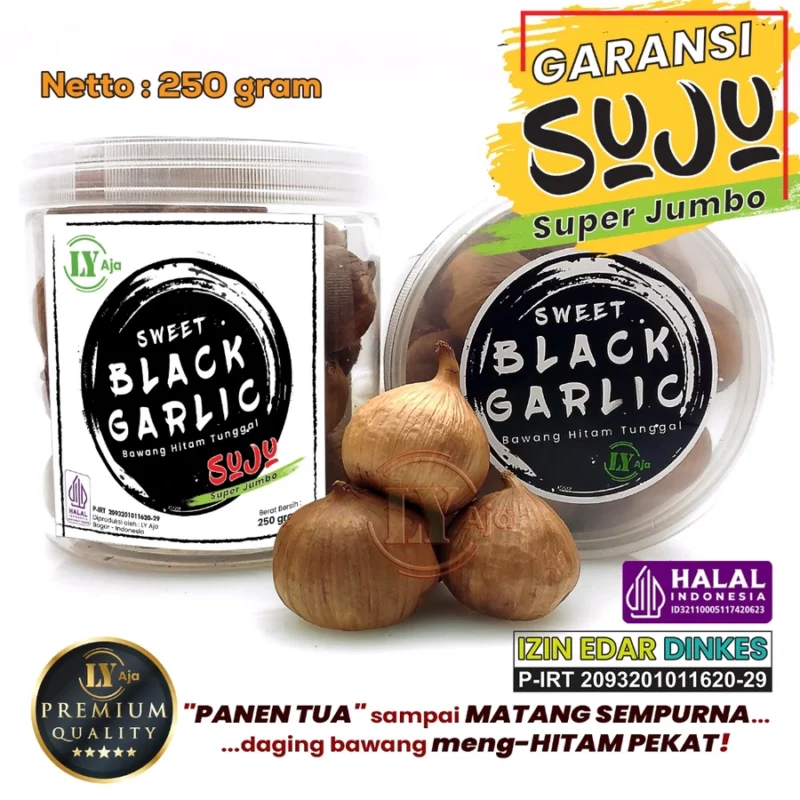 Bawang Hitam Tunggal LY Aja Sweet Black Garlic 250g Premium – Jumbo Besar Sedang Kecil Halal - Gambar 7