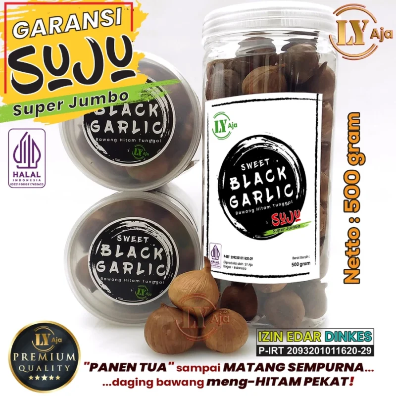 Bawang Hitam Tunggal LY Aja Sweet Black Garlic 500g Premium – Jumbo Besar Sedang Kecil Halal - Gambar 7