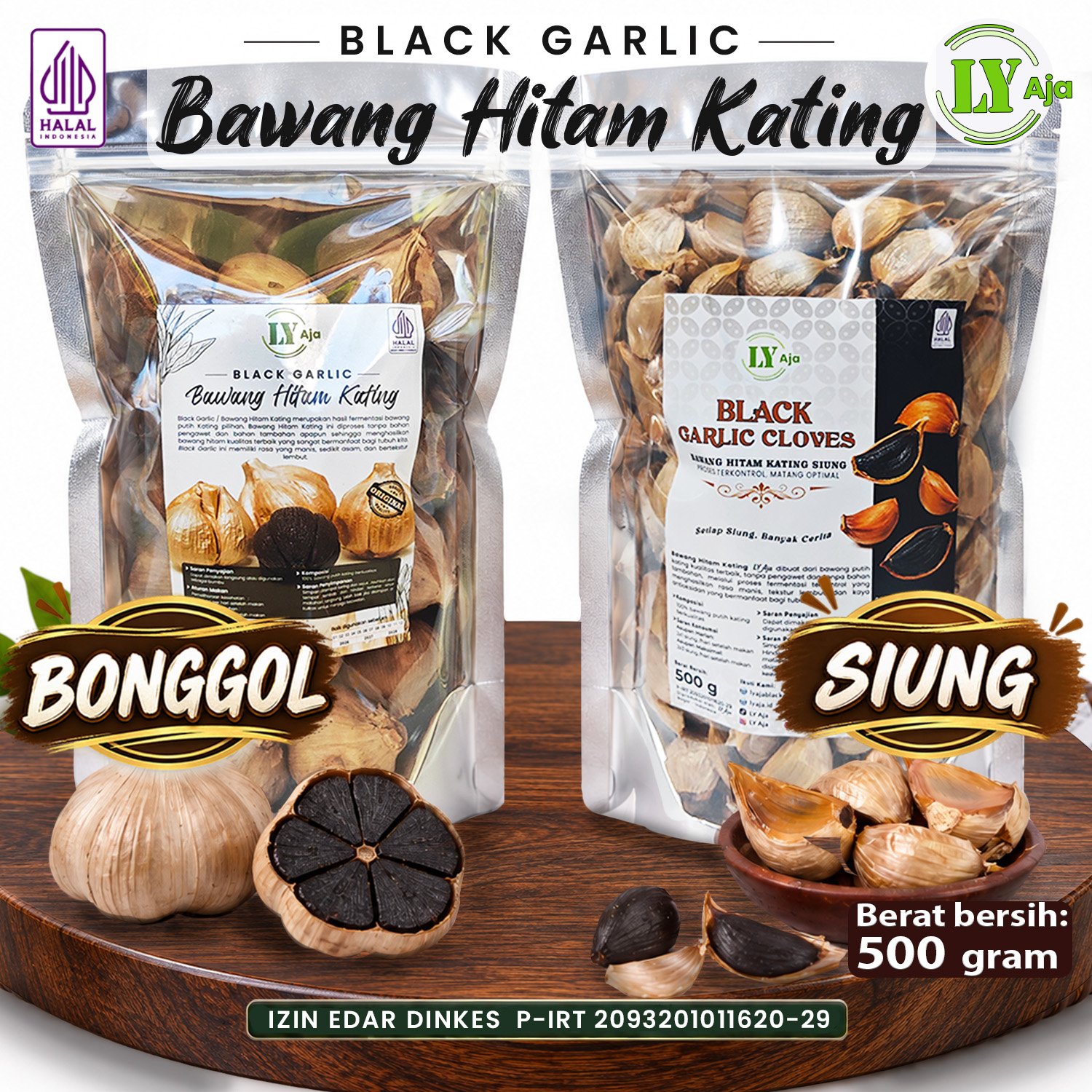 Bawang Hitam Kating Bonggol & Siung LY Aja 500g & Paket 1Kg