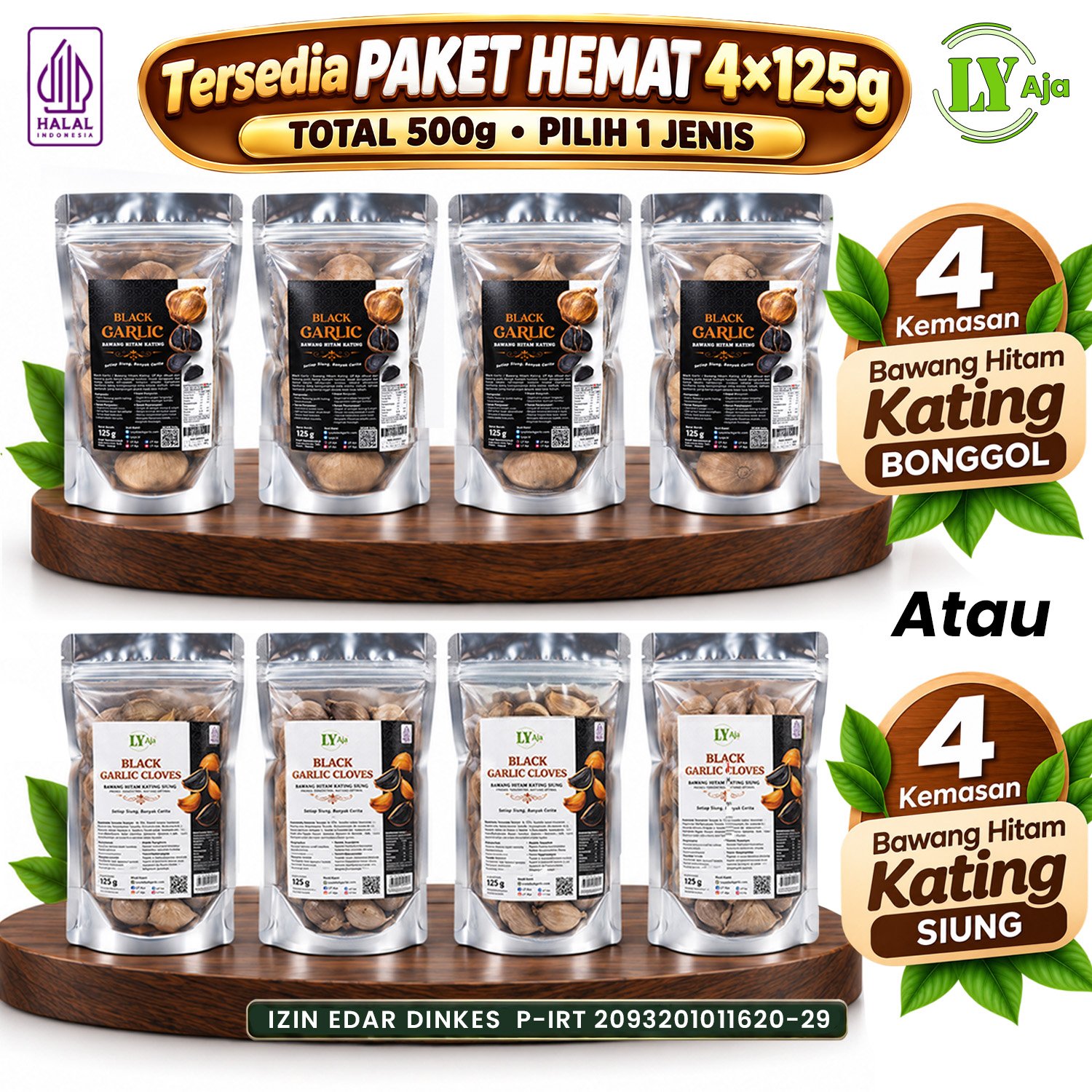 Bawang Hitam Kating Bonggol & Siung LY Aja 125g & Paket 500g - Gambar 3