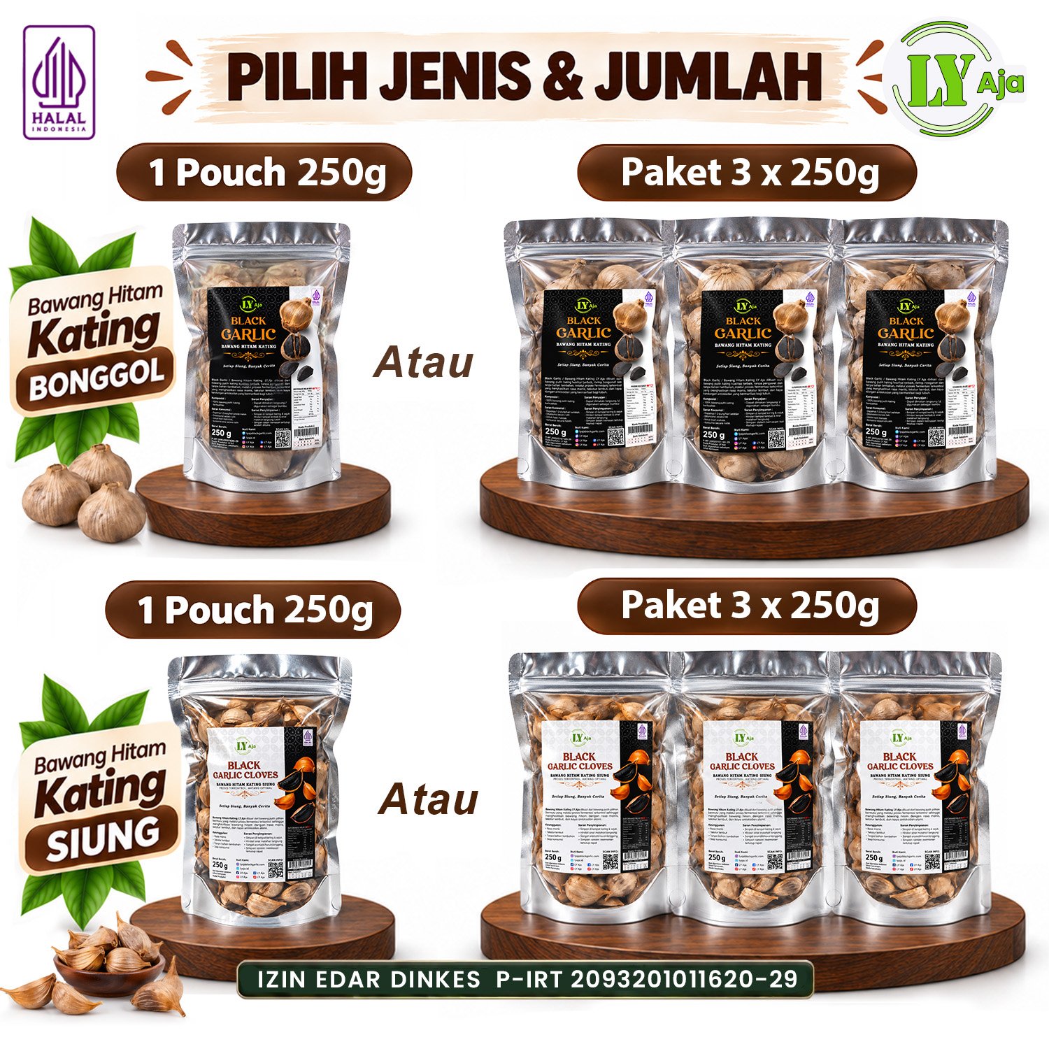 Bawang Hitam Kating Bonggol & Siung LY Aja 250g & Paket 750g - Gambar 4