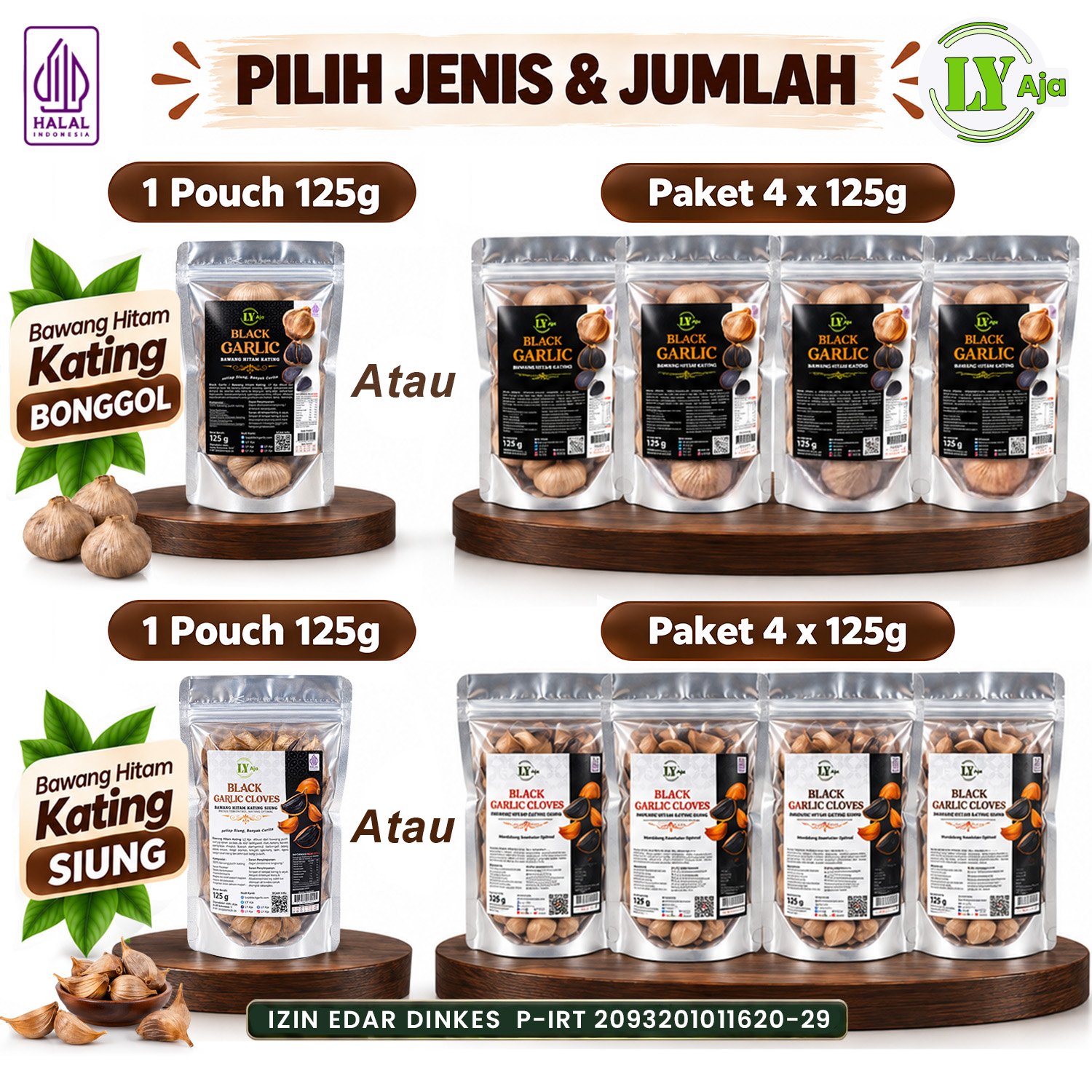 Bawang Hitam Kating Bonggol & Siung LY Aja 125g & Paket 500g - Gambar 4