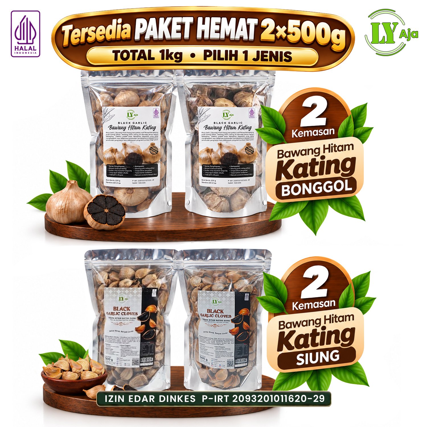 Bawang Hitam Kating Bonggol & Siung LY Aja 500g & Paket 1Kg - Gambar 3