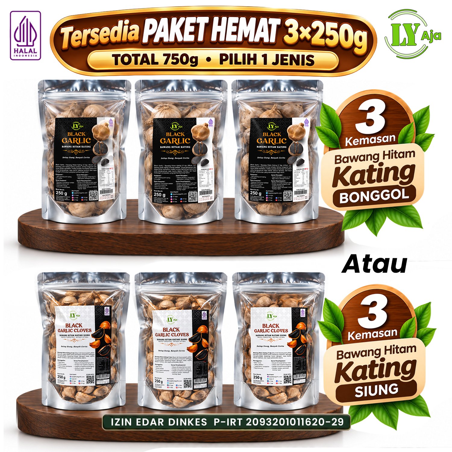 Bawang Hitam Kating Bonggol & Siung LY Aja 250g & Paket 750g - Gambar 3