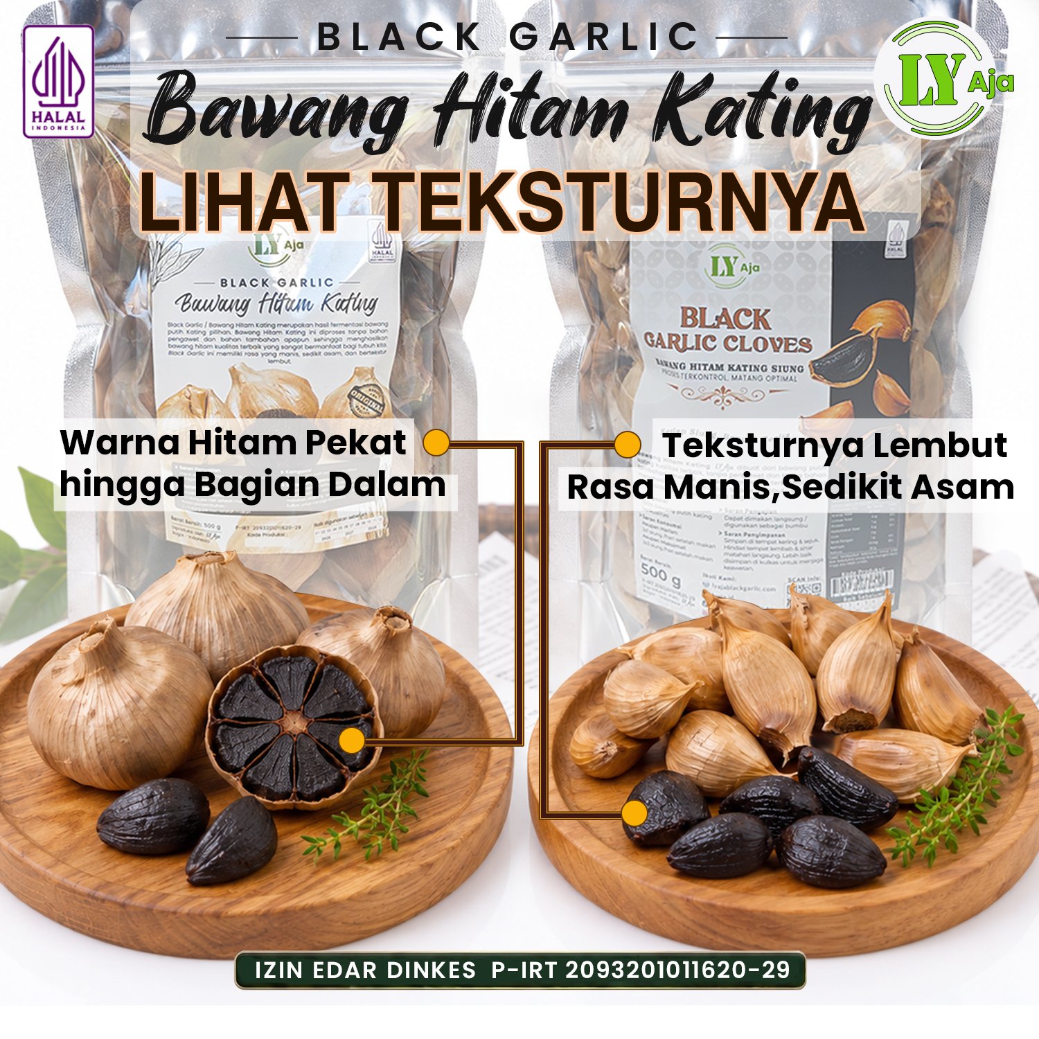 Bawang Hitam Kating Bonggol & Siung LY Aja 500g & Paket 1Kg - Gambar 2
