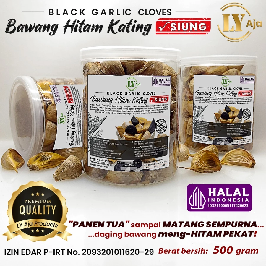 Bawang Hitam Kating SIUNG 500 Gram Black Garlic Cloves LY Aja 500 Gr bawang hitam terbaik